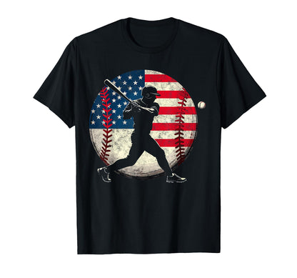 Baseball Us Flag Baseball Lover Dad T-Shirt - Casual Everyday Wear Unisex - T-Shirt, Sweatshirt, Hoodie