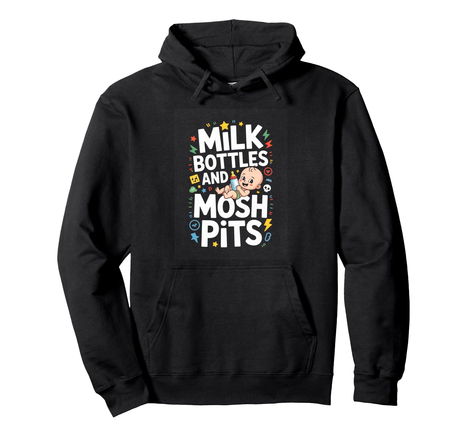 Funny Rock Milk Bottles And Mosh Pits Hoodie - Fun Novelty Design Unisex - T-Shirt, Sweatshirt, Hoodie