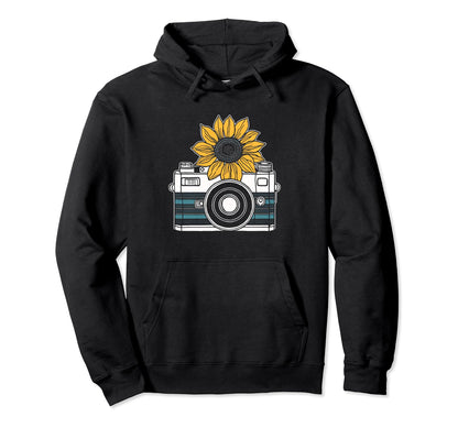 Photographer Sunflower Camera Hoodie - Novelty Apparel Men Women - T-Shirt, Sweatshirt, Hoodie