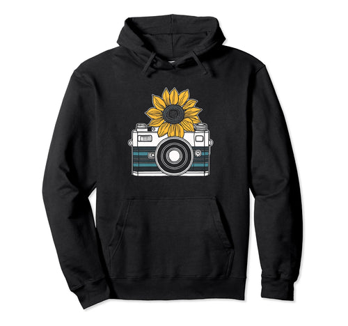 Photographer Sunflower Camera Hoodie - Novelty Apparel Men Women - T-Shirt, Sweatshirt, Hoodie