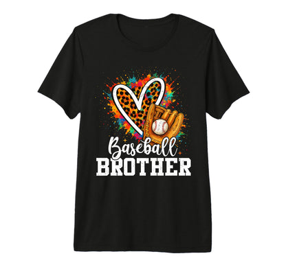 Baseball Brother Leopard Heart Tri Blend T-Shirt - Graphic Print Men Women - T-Shirt, Sweatshirt, Hoodie