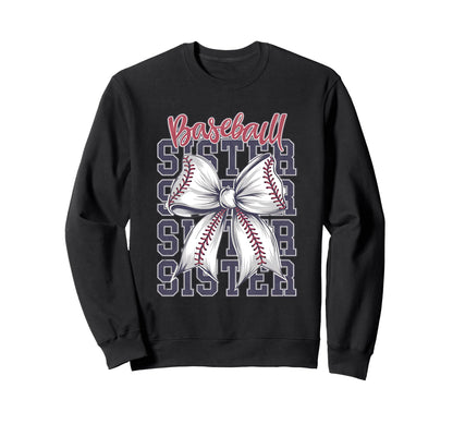 Baseball Sister Coquette Bow Sweatshirt - Custom Art Print Unisex - T-Shirt, Sweatshirt, Hoodie