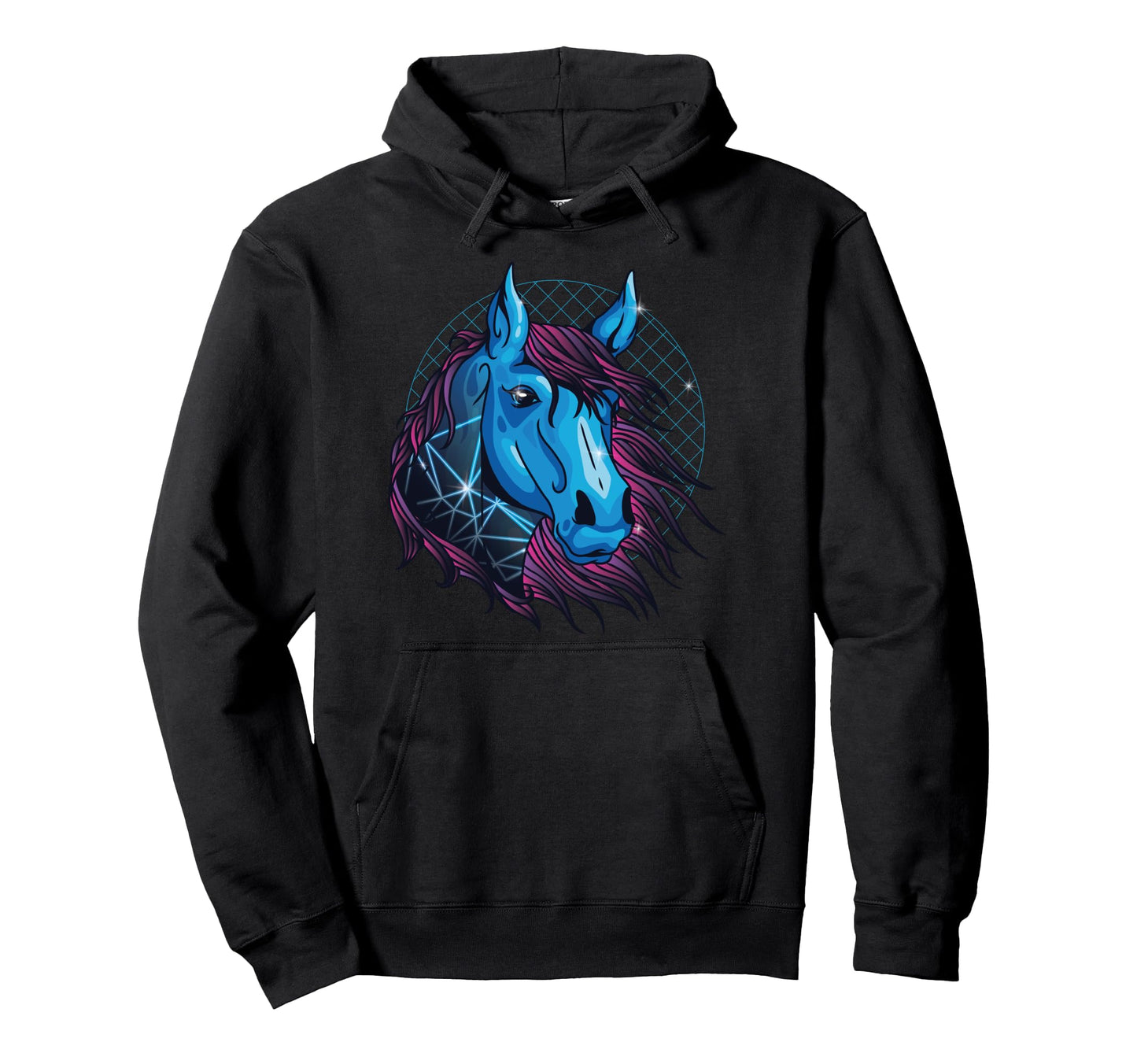 Synthwave Vaporwave Aesthetic Horse Hoodie - Minimalist Print Men Women - T-Shirt, Sweatshirt, Hoodie