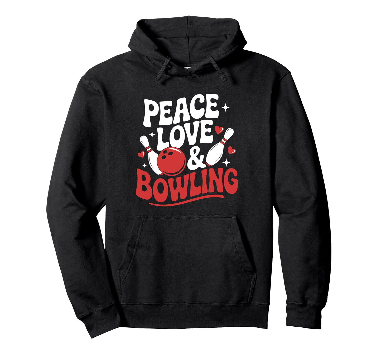 Peace Love Bowling Bowling Hoodie - Minimalist Print for Adults - T-Shirt, Sweatshirt, Hoodie