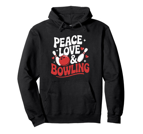 Peace Love Bowling Bowling Hoodie - Minimalist Print for Adults - T-Shirt, Sweatshirt, Hoodie