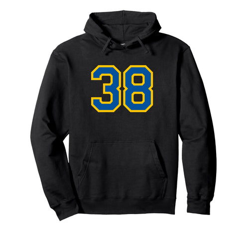 Blue Yellow Sport Team Number 38 Hoodie - Custom Art Print Unisex - T-Shirt, Sweatshirt, Hoodie