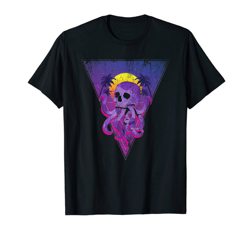 80S Aesthetic Kraken Skull Sea T-Shirt - Custom Art Print for Adults - T-Shirt, Sweatshirt, Hoodie