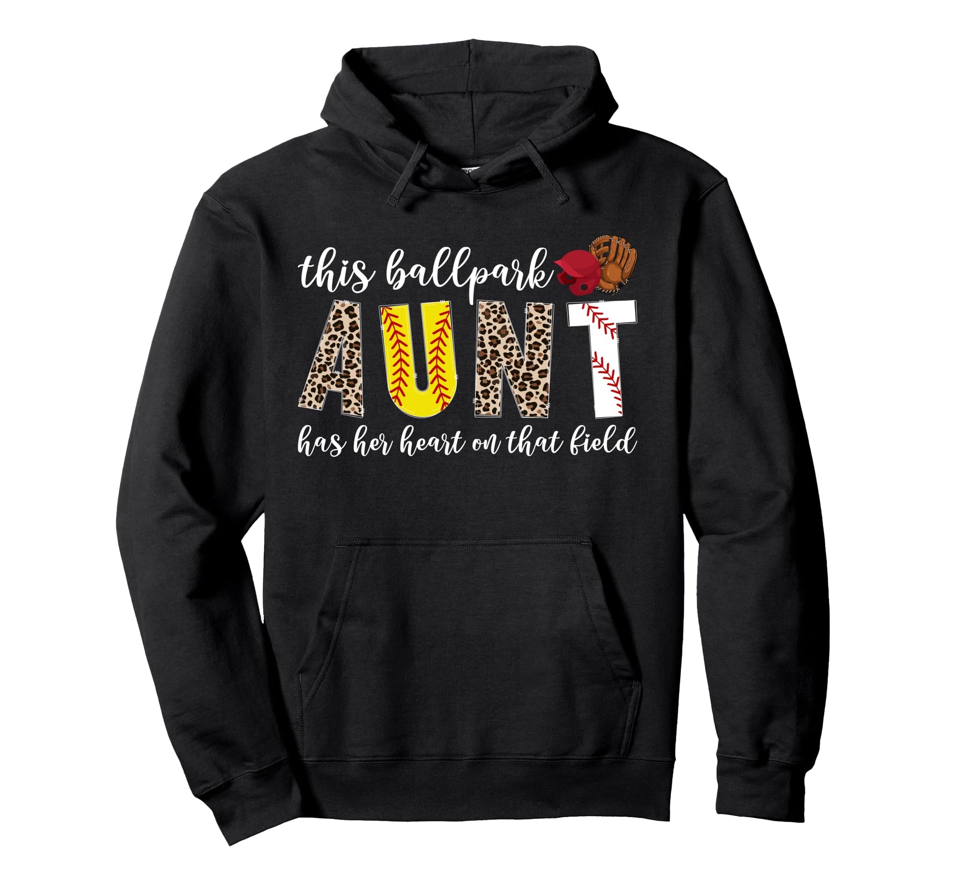 Ballpark Aunt Proud Baseball Softball Aunt Hoodie - Unique Graphic Unisex - T-Shirt, Sweatshirt, Hoodie
