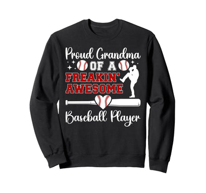 Proud Grandma Baseball Player Sweatshirt - Minimalist Print Men Women - T-Shirt, Sweatshirt, Hoodie