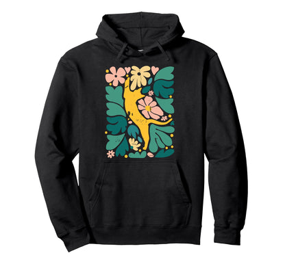 Cat Lovers Boho Matisse Flower Painting Hoodie - Novelty Apparel Men Women - T-Shirt, Sweatshirt, Hoodie