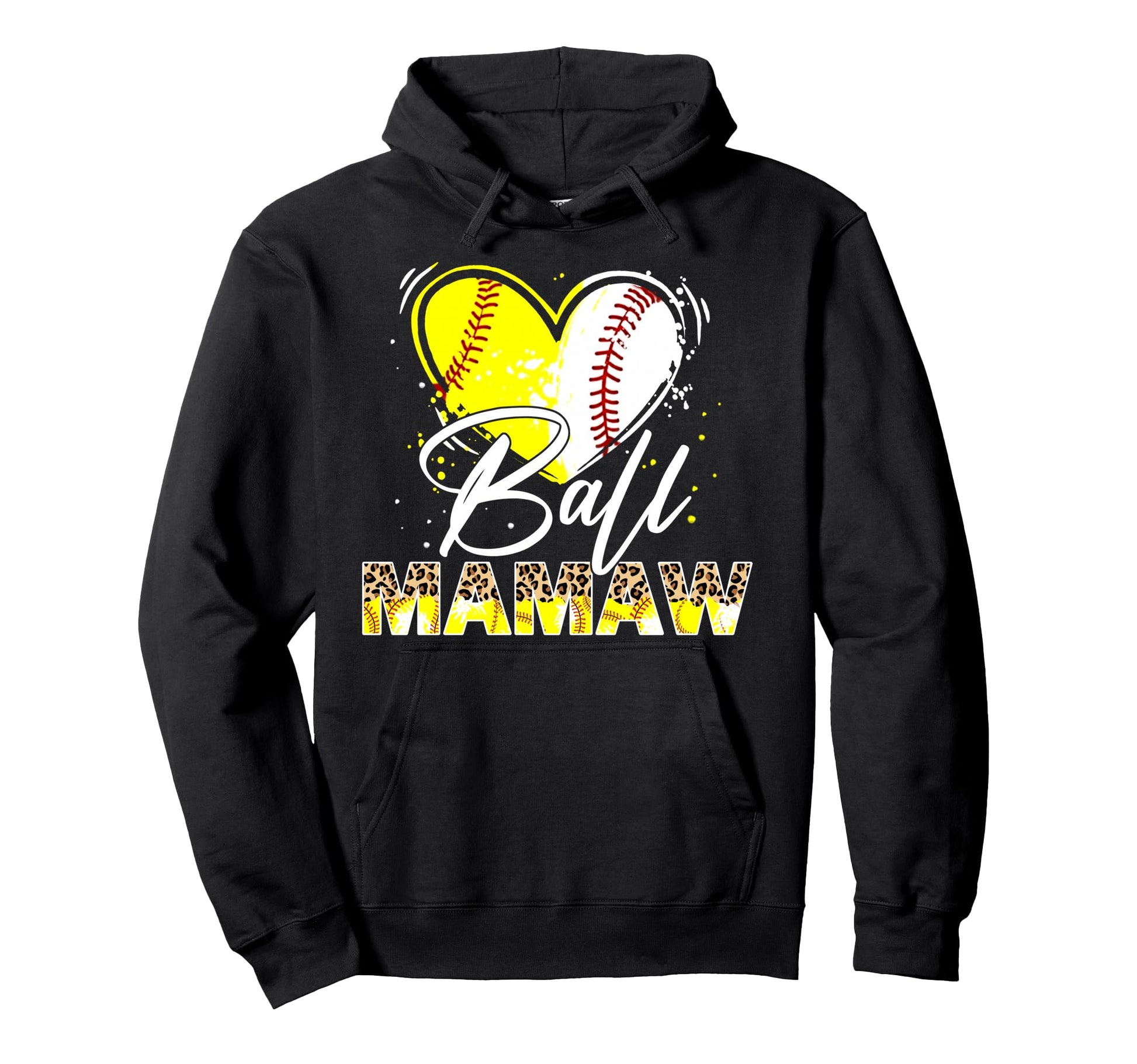 Ball Mamaw Leopard Baseball Softball Hoodie - Casual Everyday Wear Unisex - T-Shirt, Sweatshirt, Hoodie
