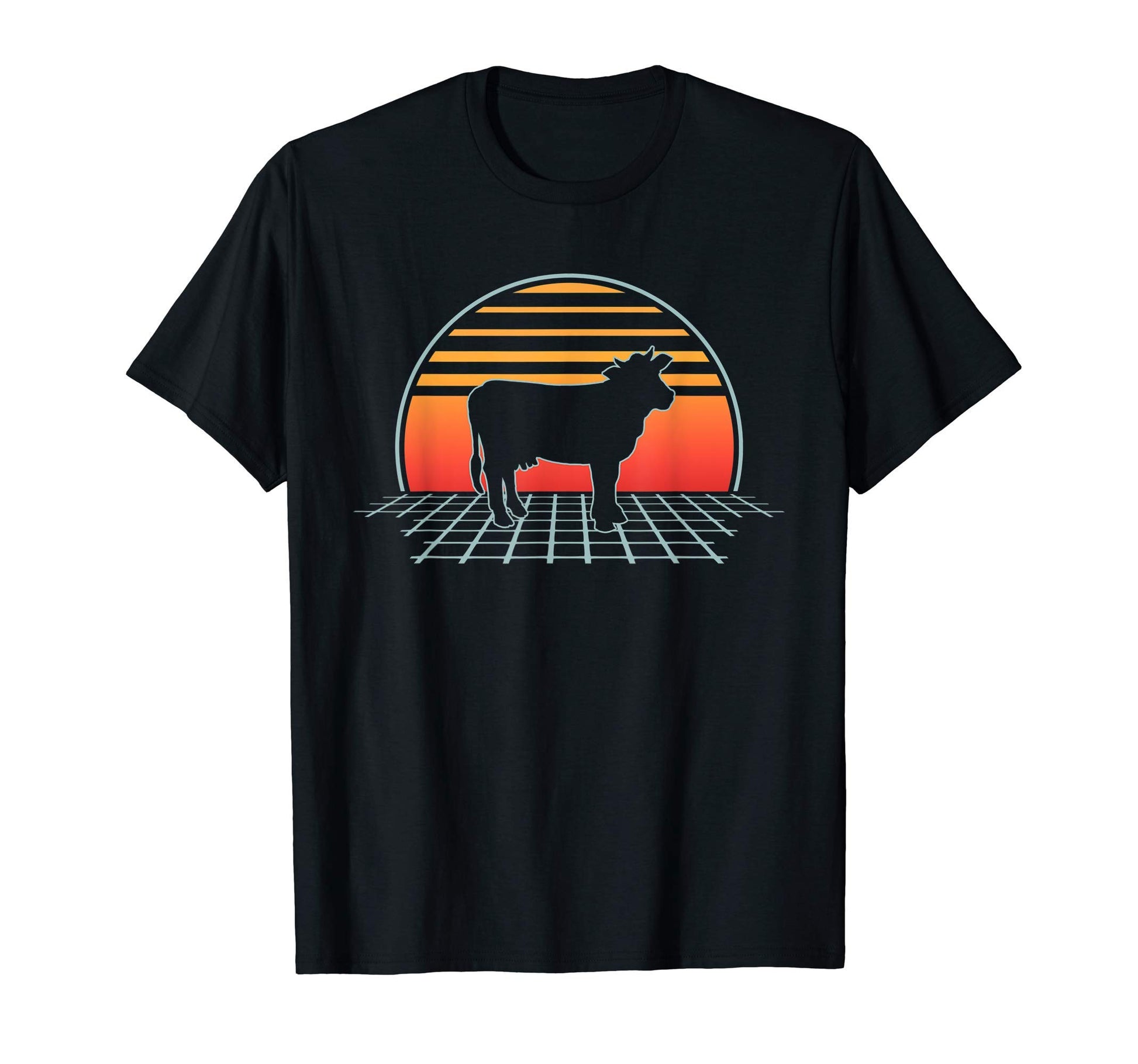 Cow 70S 80S Farm Animal Vaporwave T-Shirt - Casual Everyday Wear Unisex - T-Shirt, Sweatshirt, Hoodie