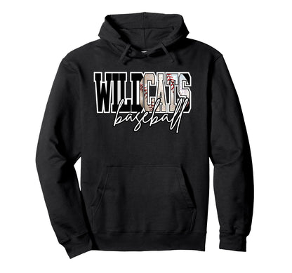 Wildcats Baseball Mom Game Day School Hoodie - Minimalist Print for Adults - T-Shirt, Sweatshirt, Hoodie