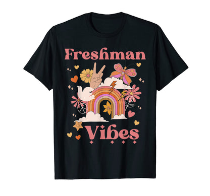 Freshman Vibes School Groovy 9Th Grade T-Shirt - Novelty Apparel Unisex - T-Shirt, Sweatshirt, Hoodie