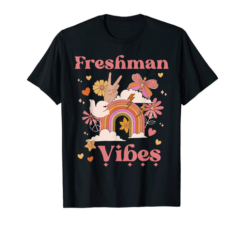 Freshman Vibes School Groovy 9Th Grade T-Shirt - Novelty Apparel Unisex - T-Shirt, Sweatshirt, Hoodie
