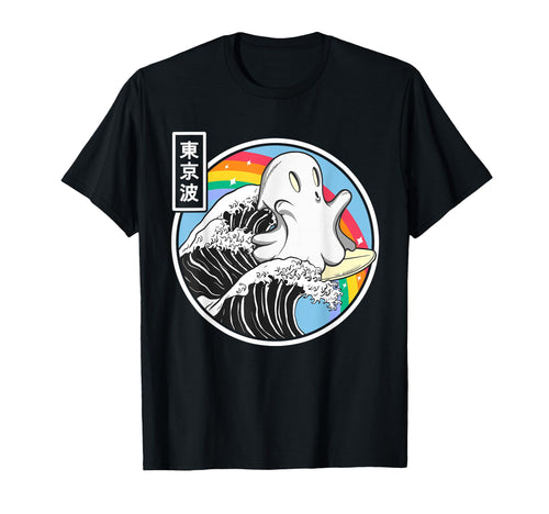 Ghost Surfing Great Wave Kawaii T-Shirt - Streetwear Style for Adults - T-Shirt, Sweatshirt, Hoodie
