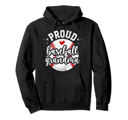 Proud Baseball Grandma Baseball Player Hoodie - Graphic Print for Adults - T-Shirt, Sweatshirt, Hoodie