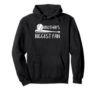 Brothers Biggest Fan Baseball Sister Hoodie - Graphic Print Men Women - T-Shirt, Sweatshirt, Hoodie
