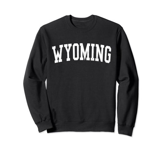 Wyoming Mi Distressed White Varsity Sweatshirt - Novelty Apparel for Adults - T-Shirt, Sweatshirt, Hoodie