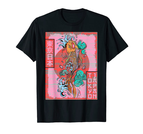 Koi Fish Carp Tokyo Japan Vaporwave T-Shirt - Casual Everyday Wear Unisex - T-Shirt, Sweatshirt, Hoodie