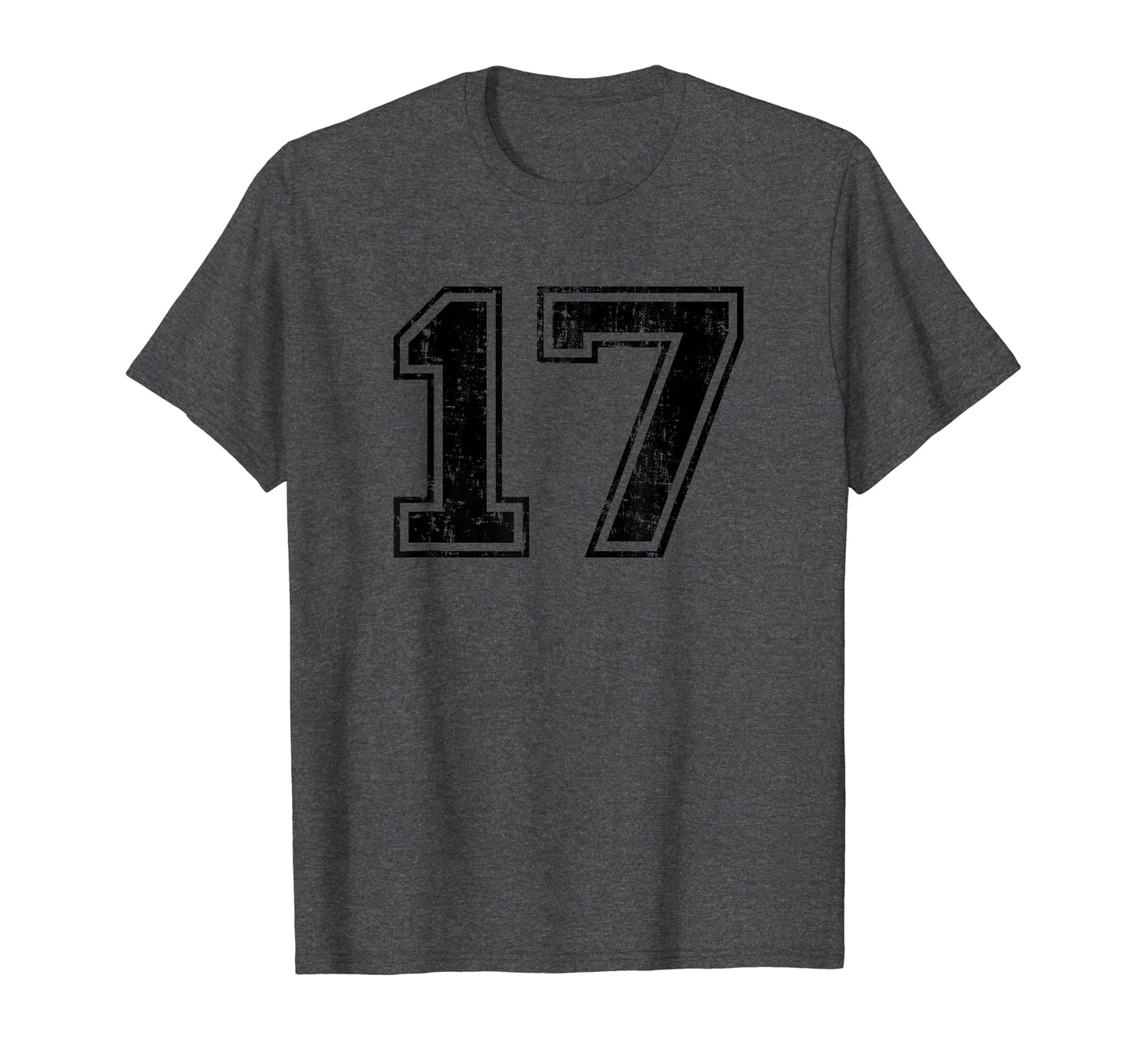 Number 17 Varsity Distressed Sport Team T-Shirt - Unique Graphic Men Women - T-Shirt, Sweatshirt, Hoodie