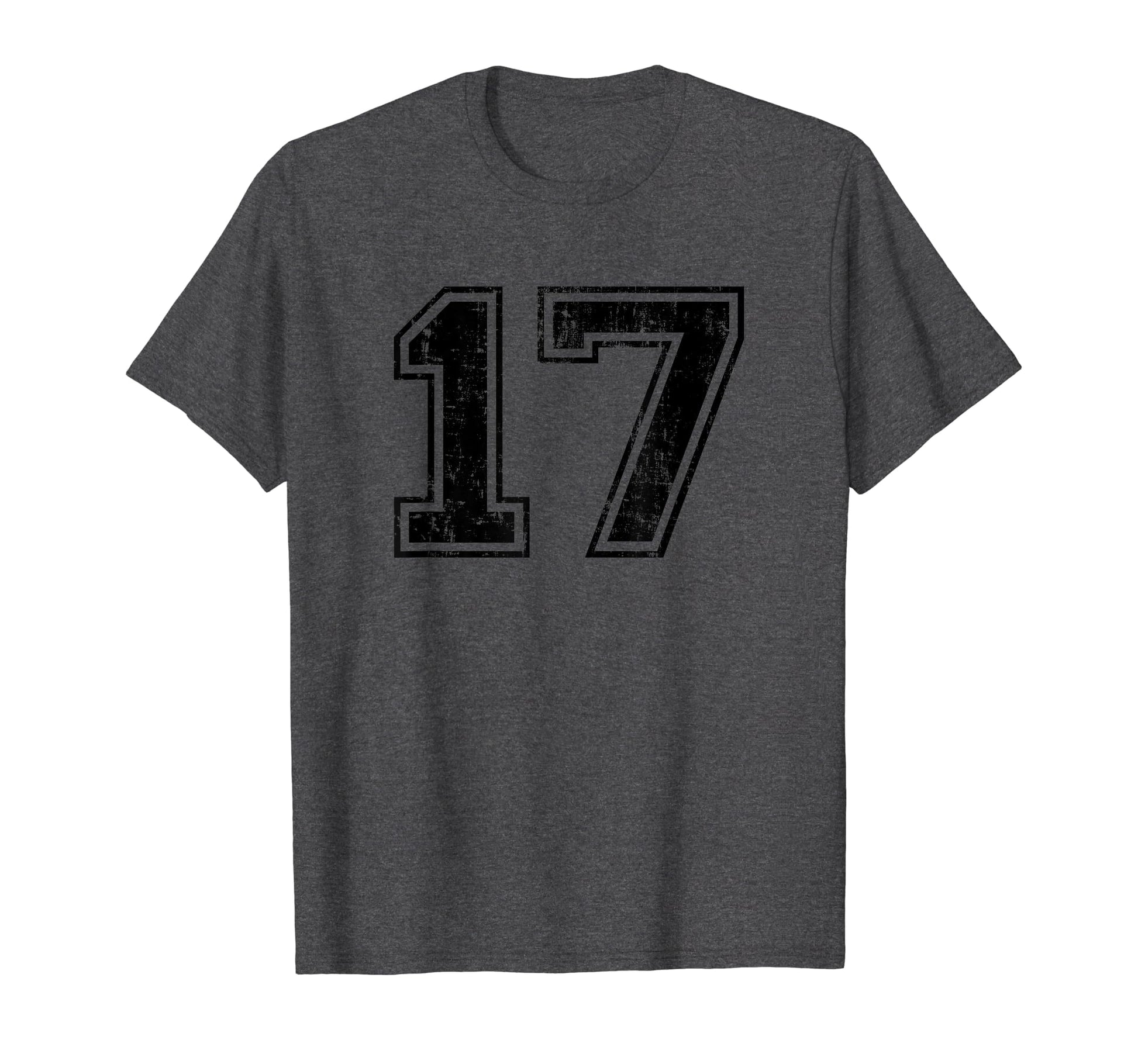 Number 17 Varsity Distressed Sport Team T-Shirt - Unique Graphic Men Women - T-Shirt, Sweatshirt, Hoodie