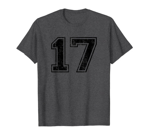 Number 17 Varsity Distressed Sport Team T-Shirt - Unique Graphic Men Women - T-Shirt, Sweatshirt, Hoodie