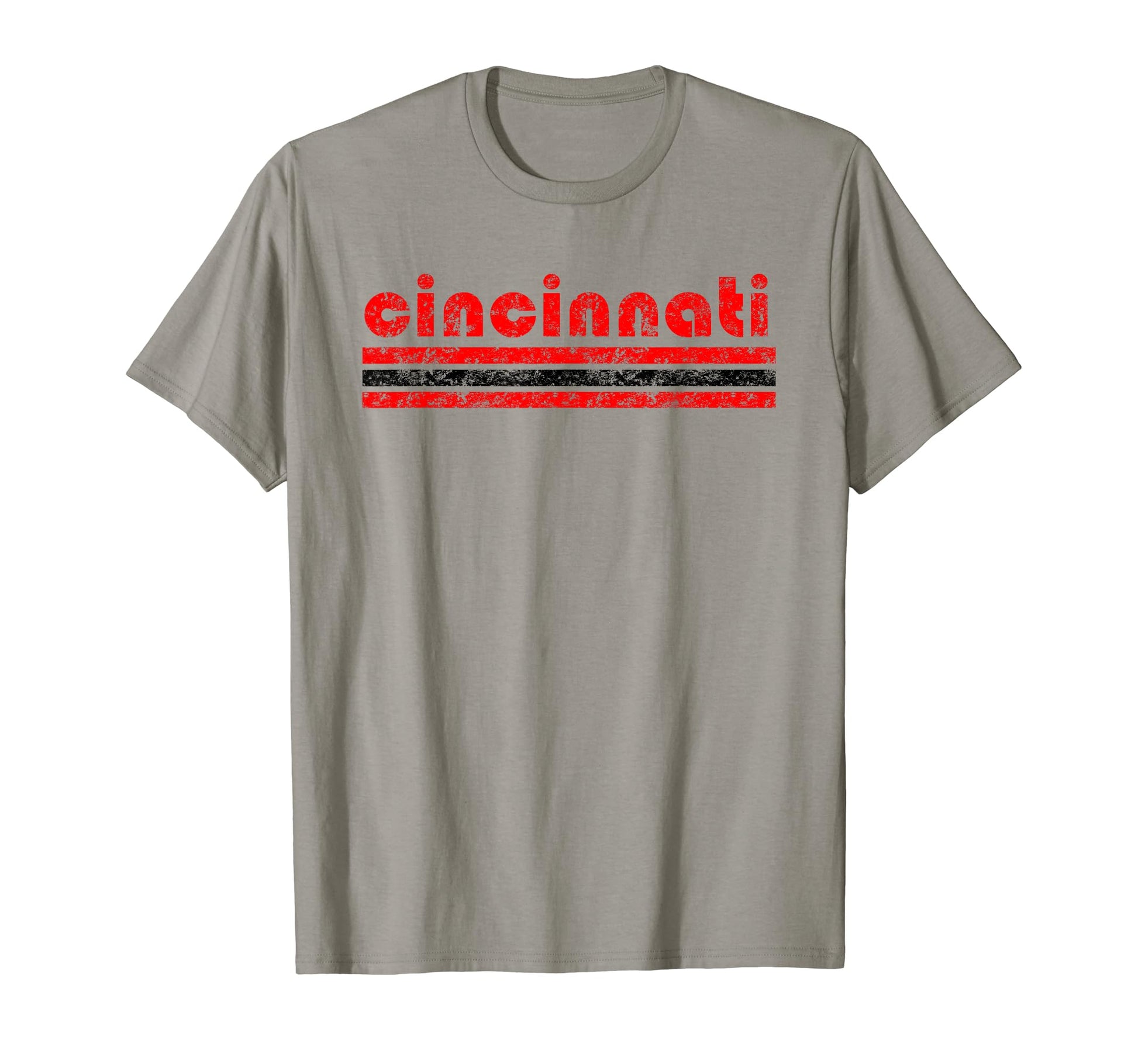 Cincinnati Three Stripe Weathered T-Shirt - Custom Art Print Men Women - T-Shirt, Sweatshirt, Hoodie