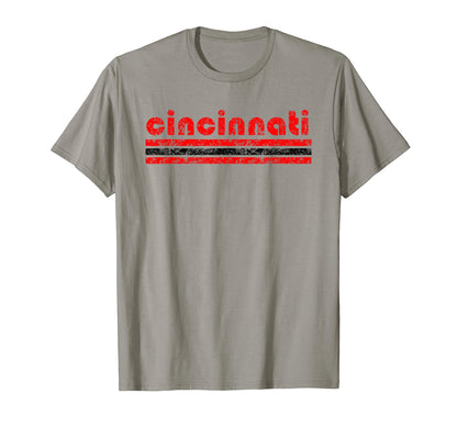 Cincinnati Three Stripe Weathered T-Shirt - Custom Art Print Men Women - T-Shirt, Sweatshirt, Hoodie