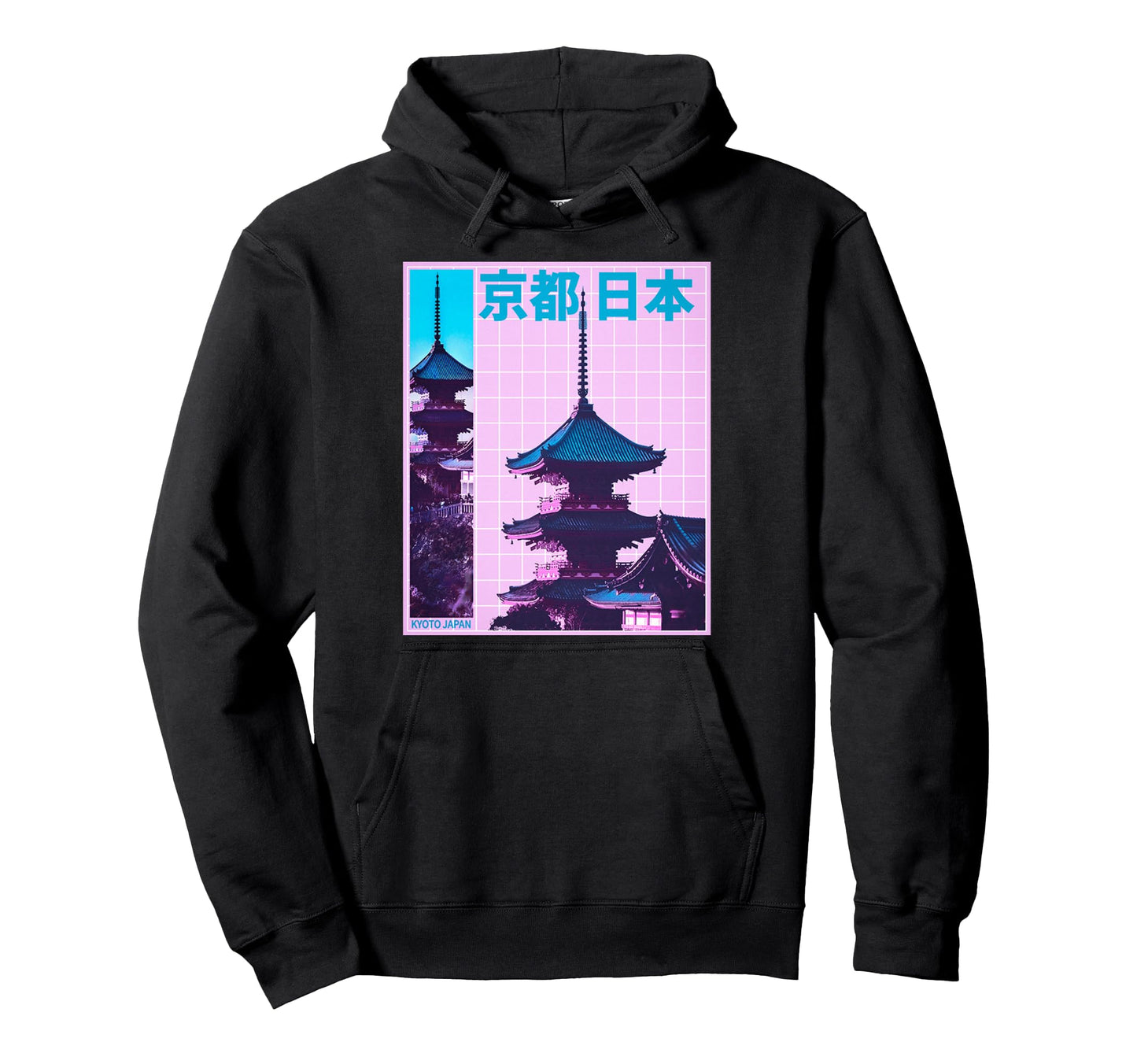 Kyoto Japan Aesthetic Vaporwave Vibes Hoodie - Graphic Print for Adults - T-Shirt, Sweatshirt, Hoodie