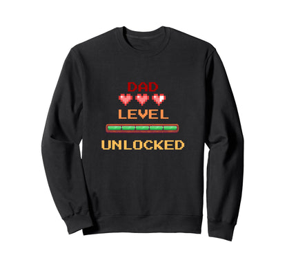 Dad Level Unlocked Pixel Gamer Sweatshirt - Trendy Graphic Men Women - T-Shirt, Sweatshirt, Hoodie