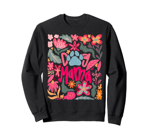 Dog Mama Boho Dog Mom Flower Sweatshirt - Minimalist Print for Adults - T-Shirt, Sweatshirt, Hoodie
