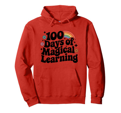 Groovy Rainbow 100 Days Magical Learning Hoodie - Custom Art Print Unisex - T-Shirt, Sweatshirt, Hoodie