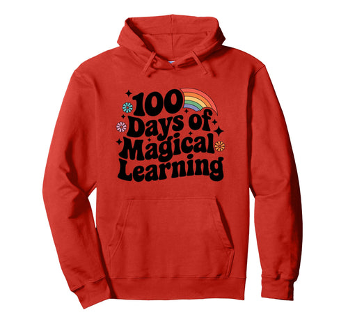 Groovy Rainbow 100 Days Magical Learning Hoodie - Custom Art Print Unisex - T-Shirt, Sweatshirt, Hoodie