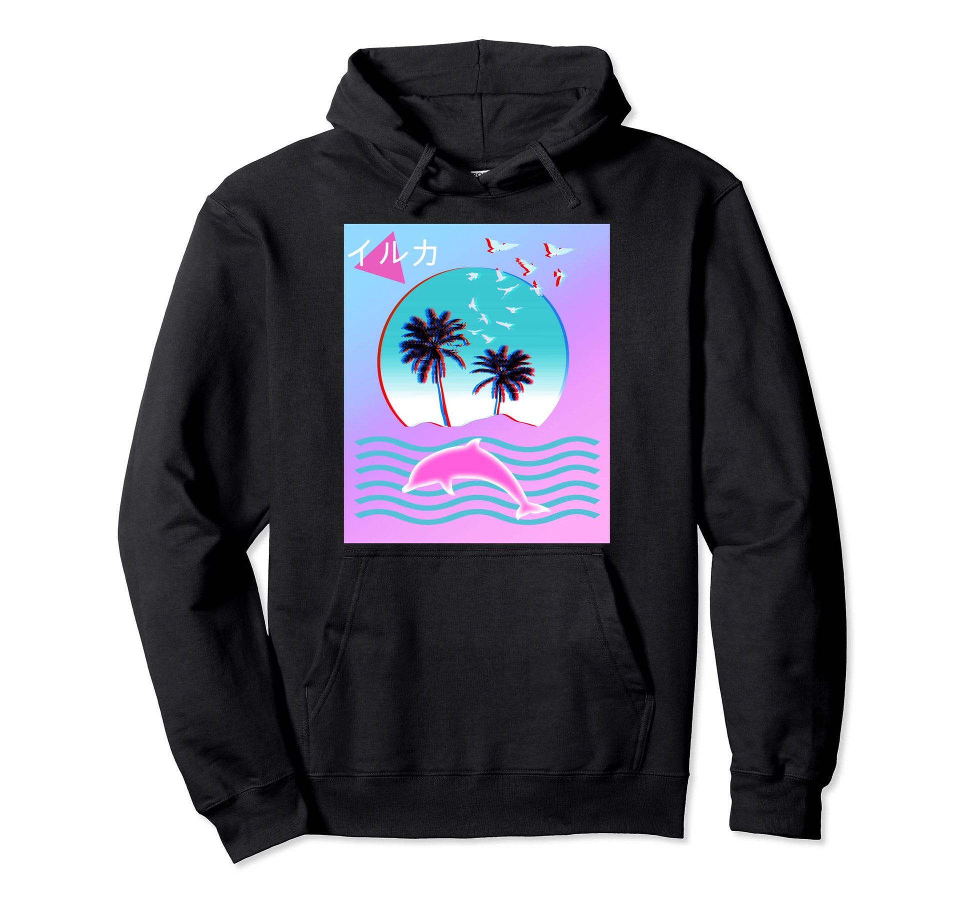 Dolphin Vaporwave Aesthetic Japanese Hoodie - Aesthetic Graphic Unisex - T-Shirt, Sweatshirt, Hoodie