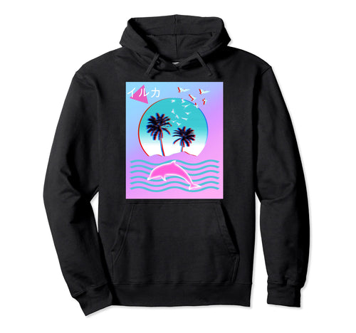 Dolphin Vaporwave Aesthetic Japanese Hoodie - Aesthetic Graphic Unisex - T-Shirt, Sweatshirt, Hoodie