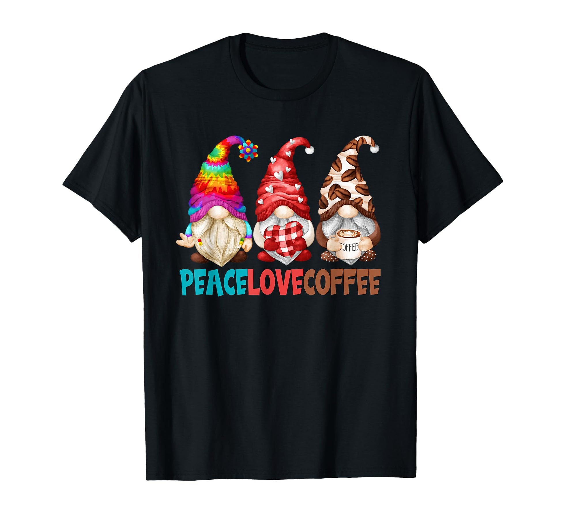 Funny Coffee Hippie Gnomes Peace Love T-Shirt - Aesthetic Graphic Unisex - T-Shirt, Sweatshirt, Hoodie