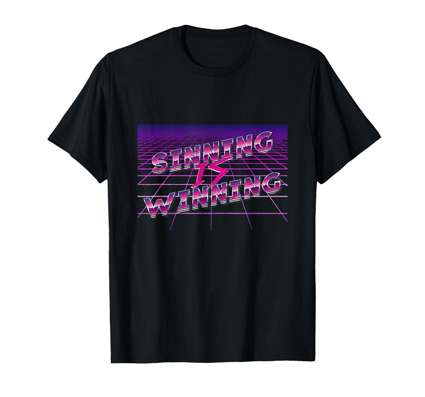Synthwave Sinning Is Winning Vaporwave T-Shirt - Custom Art Print Unisex - T-Shirt, Sweatshirt, Hoodie