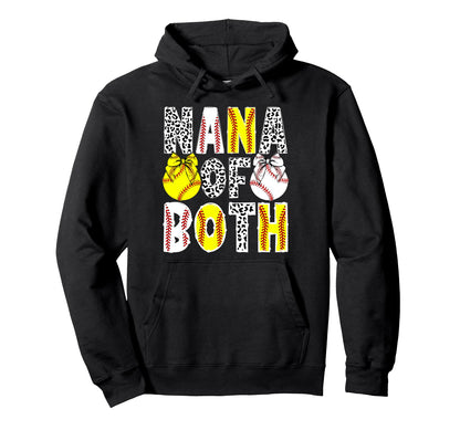 Nana Both Proud Softball Baseball Hoodie - Aesthetic Graphic for Adults - T-Shirt, Sweatshirt, Hoodie
