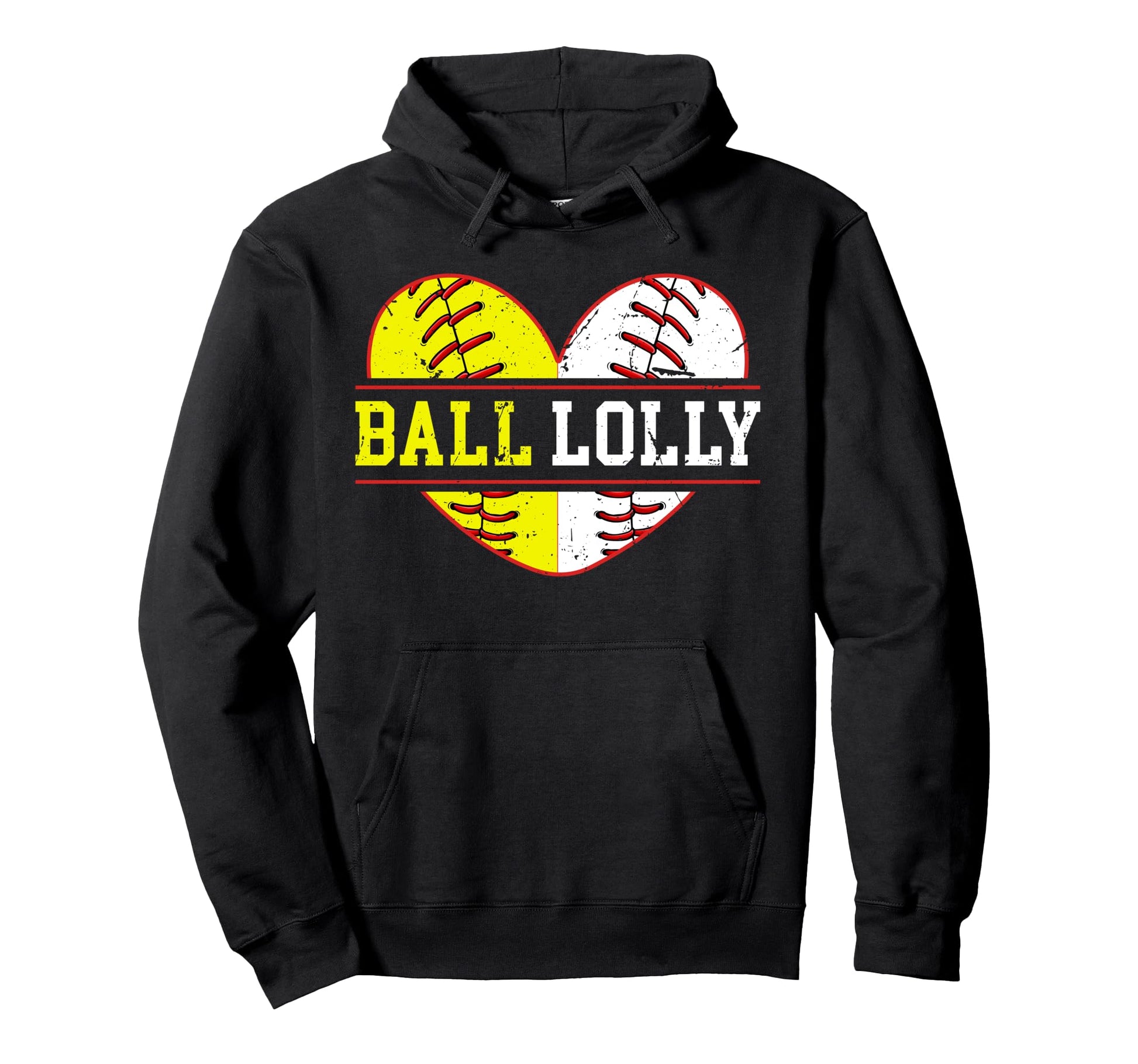 Ball Lolly Heart Baseball Softball Hoodie - Casual Everyday Wear Men Women - T-Shirt, Sweatshirt, Hoodie