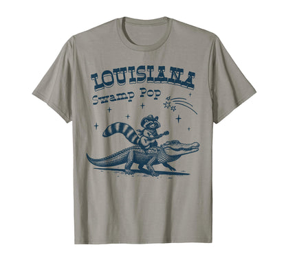 Louisiana Swamp Pop Alligator Raccoon T-Shirt - Custom Art Print Men Women - T-Shirt, Sweatshirt, Hoodie