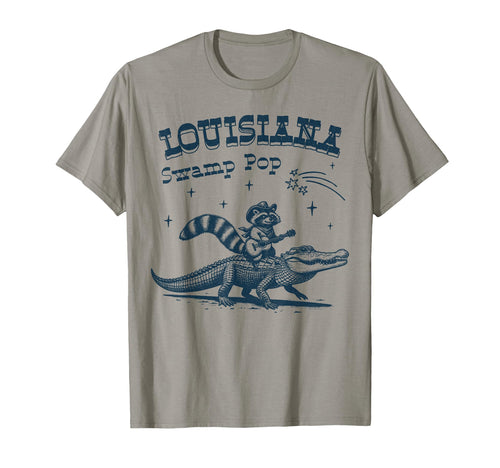 Louisiana Swamp Pop Alligator Raccoon T-Shirt - Custom Art Print Men Women - T-Shirt, Sweatshirt, Hoodie