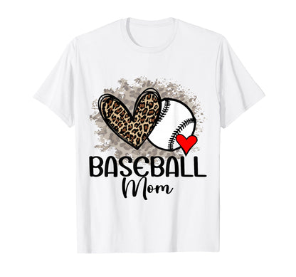 Baseball Mom Funny Leopard Heart Proud T-Shirt - Graphic Print Men Women - T-Shirt, Sweatshirt, Hoodie