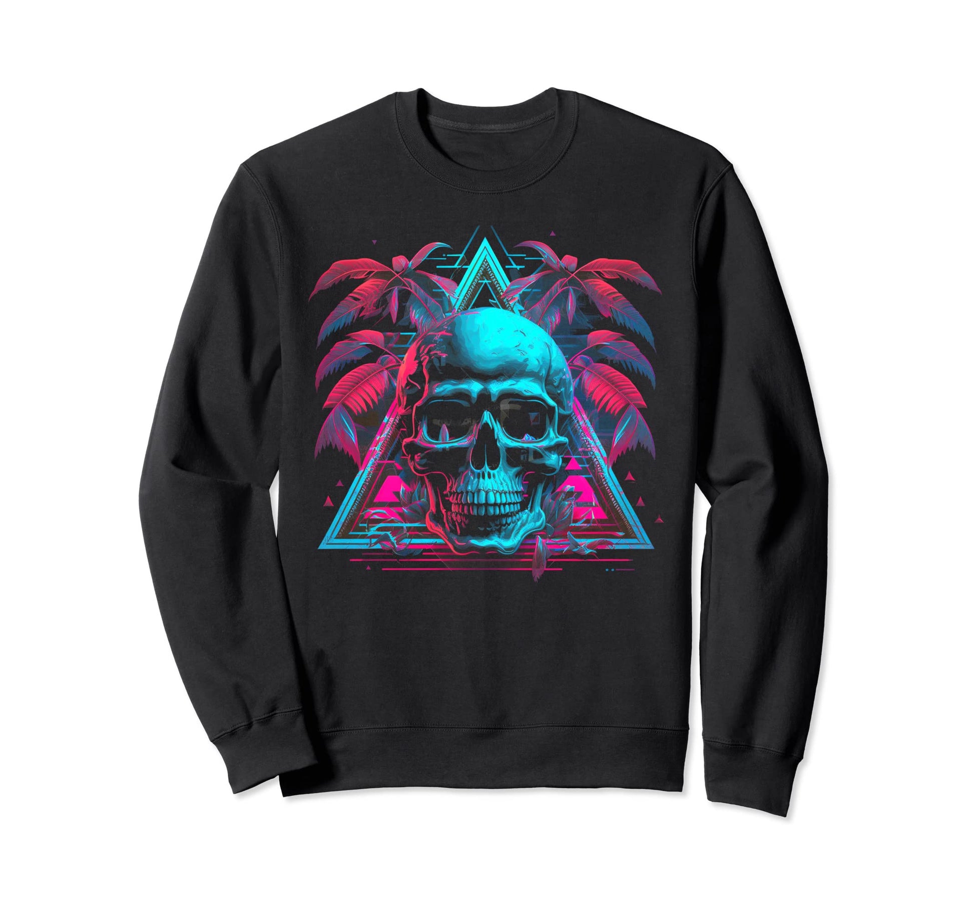 Skull Vaporwave Retrowave Aesthetic Sweatshirt - Graphic Print for Adults - T-Shirt, Sweatshirt, Hoodie