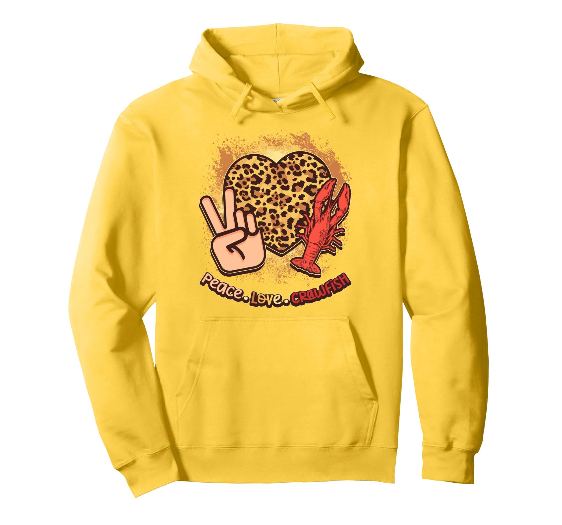 Bleached Peace Love Crawfish Hoodie - Casual Everyday Wear Men Women - T-Shirt, Sweatshirt, Hoodie