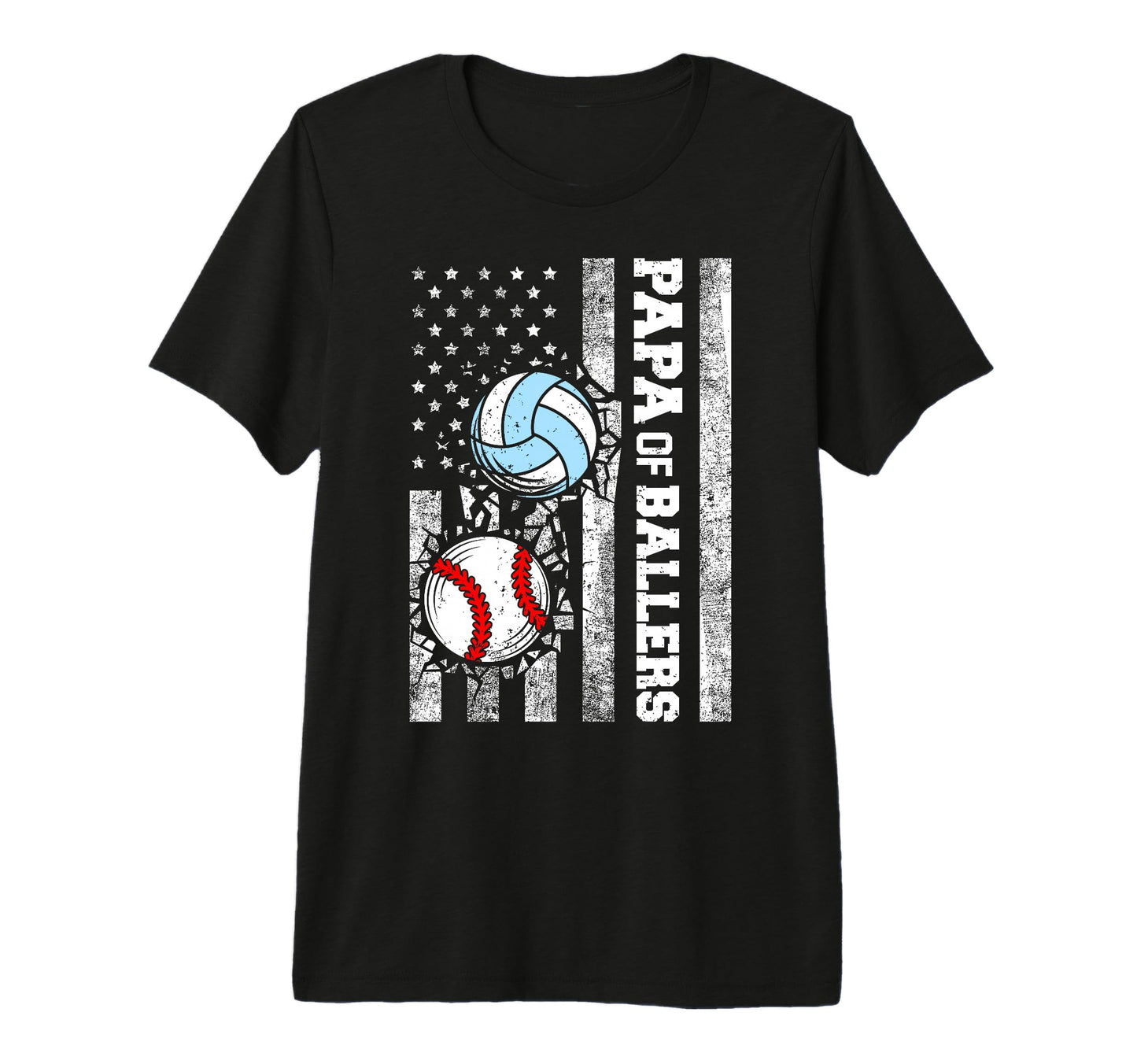 Mens Papa Ballers Funny Usa Flag T-Shirt - Graphic Print for Adults - T-Shirt, Sweatshirt, Hoodie