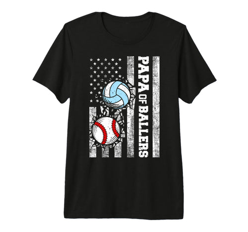 Mens Papa Ballers Funny Usa Flag T-Shirt - Graphic Print for Adults - T-Shirt, Sweatshirt, Hoodie