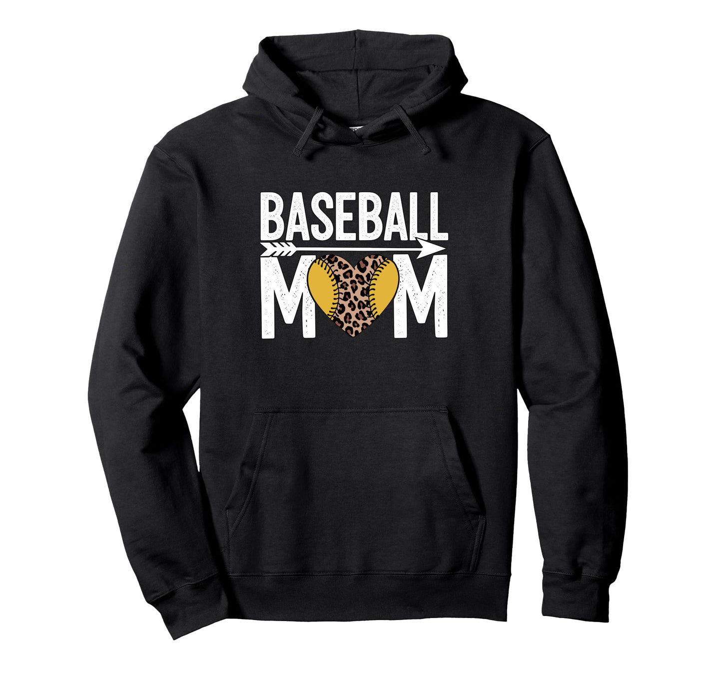 Baseball Mom Leopard Heart Sports Lover Hoodie - Novelty Apparel Unisex - T-Shirt, Sweatshirt, Hoodie