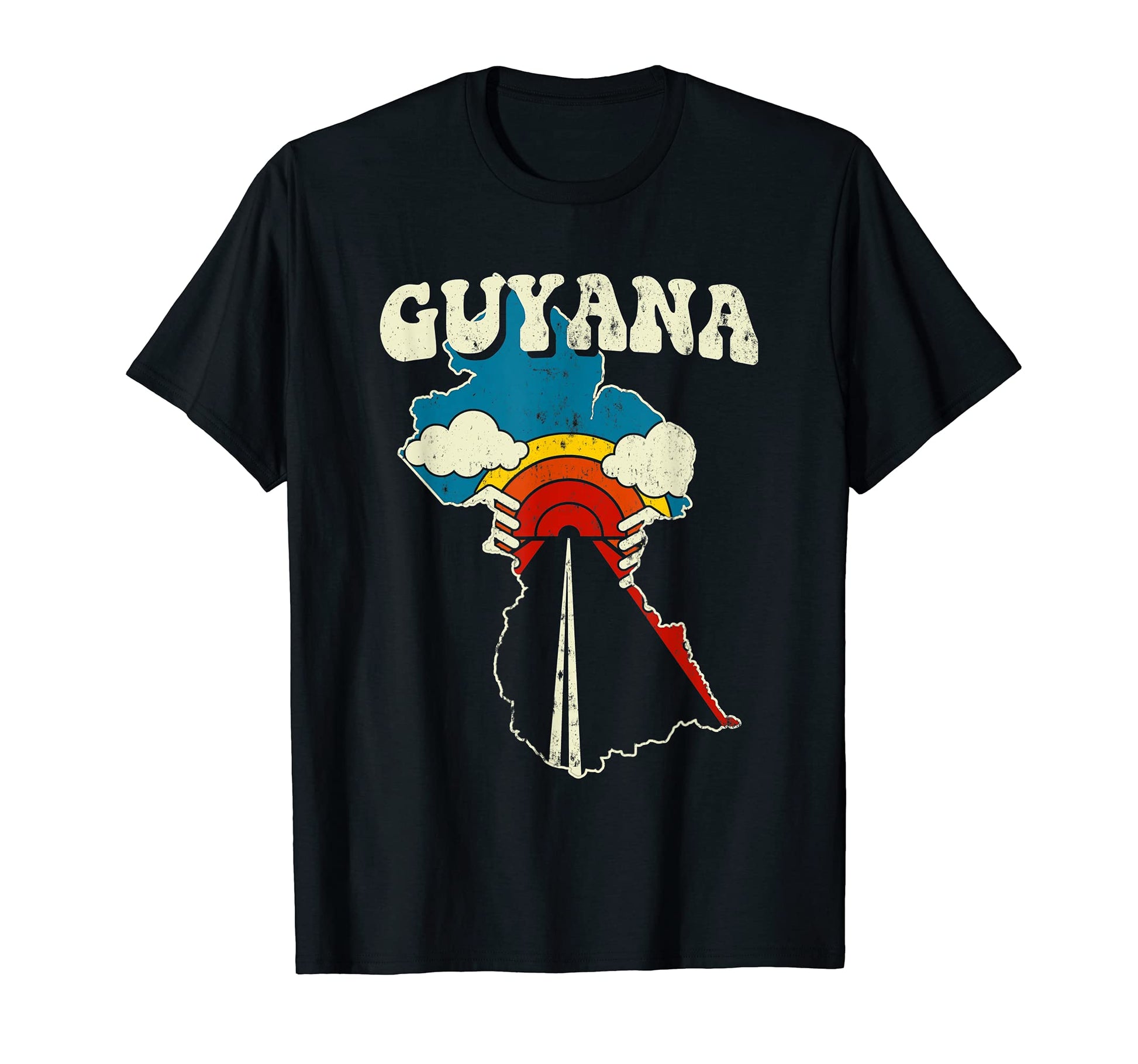 Guyana Guyanese Country Rainbow 70S T-Shirt - Novelty Apparel for Adults - T-Shirt, Sweatshirt, Hoodie