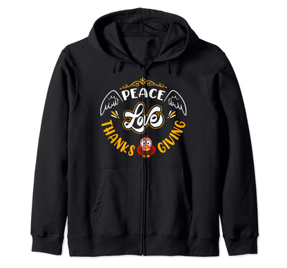 Peace Love Thanksgiving Turkey Hoodie - Custom Art Print for Adults - T-Shirt, Sweatshirt, Hoodie